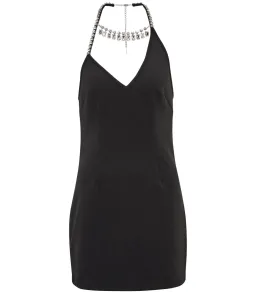 Area NYC Asymmetrical Halter Crystal Mini Dress Black Size S / Au 8 for rent on The Volte - image 4