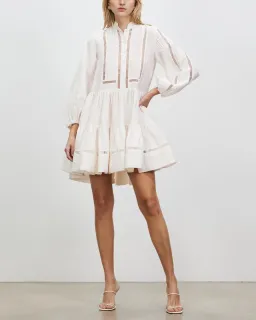 Shona Joy Joia Pin Tuck Tuxedo Mini Dress Ivory Size 6  for rent on The Volte - image 1