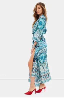 Camilla Drawstring Button Up Dress Turn On The Charm Print Size L for rent on The Volte - image 2