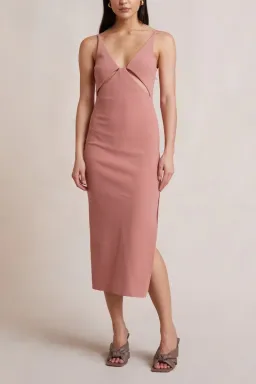 Bec & Bridge Livania Cut Out Midi Dress Pink Size 6 for rent on The Volte - image 1