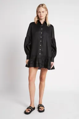 AJE Lotus Shirt Dress Black Size 10  for rent on The Volte - image 1