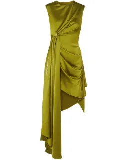 Off White Asymmetric Satin Dress Green Size 6  for rent on The Volte - image 4