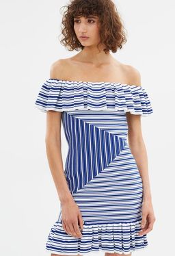 Rebecca Vallance Corsica Mini Dress Blue Stripe Size AU 10 for rent on The Volte - image 1