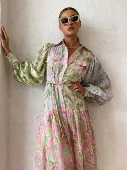 Alemais - Marta Patchwork Shirt Dress Print - Size 12 for rent on The Volte - image 6