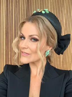 Halo & Rose Pillbox Hat Black/Green  for rent on The Volte - image 1