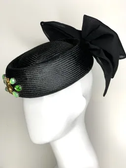 Halo & Rose Pillbox Hat Black/Green  for rent on The Volte - image 8