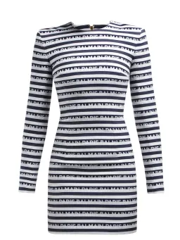 Balmain Mini Striped Jacquard Logo Dress Print Size 38 / AU 8 for rent on The Volte - image 3