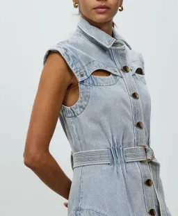 Acler Blake Denim Dress Ice Wash Blue Size 8  for rent on The Volte - image 3