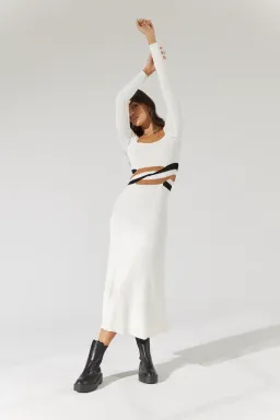 Sovere Inertia Knit Midi Dress White Size 8 for rent on The Volte - image 1