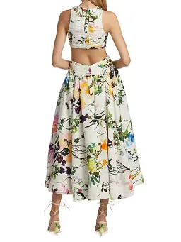 Aje Introspect Cut Out Midi Dress in Botanic Floral Print AU10 for rent on The Volte - image 7