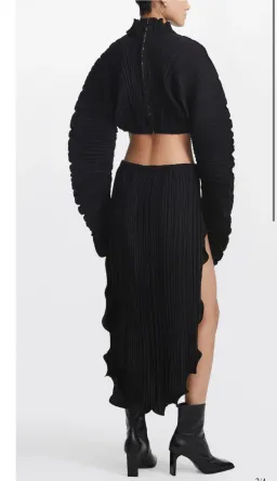 Dion lee Pleated Cocoon LS Top and Skirt Black Size 8 for rent on The Volte - image 3