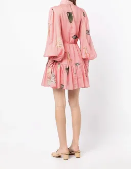 Alemais Cleo Smock Mini Dress in Pink Size 6  for rent on The Volte - image 4