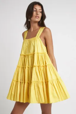 Aje Solstice Tiered Mini Dress Daisy Yellow Size 8 for rent on The Volte - image 4