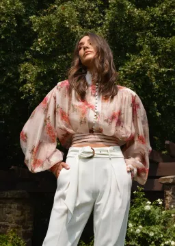 Mackenzie Mode Shooting Stars Blouse Pink Floral Size 8 for rent on The Volte - image 1