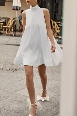 Dissh Linen Panel Mini Dress White Size 10  for rent on The Volte - image 5