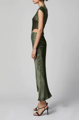 Bec & Bridge Delphine Asym Midi Dress Fern Green Size 10 for rent on The Volte - image 5