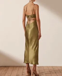 Shona Joy Alma Backless Midi Dress Cumin Size 14 for rent on The Volte - image 3