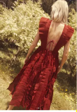 Aje  Hybrid Midi Dress Burgundy Size 12 for rent on The Volte - image 2