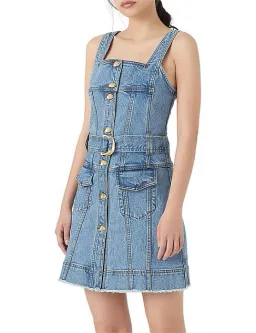 Aje Paperbark Denim Mini Dress Blue Size 4 for rent on The Volte - image 5