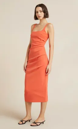 Bec & Bridge Karina Tuck Midi Dress in Fire Orange Size 14 for rent on The Volte - image 2