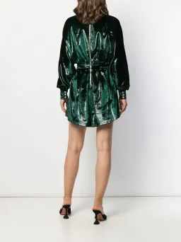 Balmain Metallic Velvet Flared Dress Green Size 38  for rent on The Volte - image 3