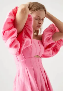 Aje Eugenie Off Shoulder Midi Dress Pink Size 10 for rent on The Volte - image 4