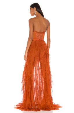For Love & Lemons Bustier Gown Orange Size 10 for rent on The Volte - image 3