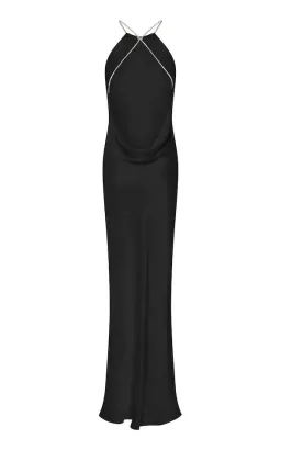 Michael Lo Sordo Charlie Bias Halter Dress Black Size 6 for rent on The Volte - image 4