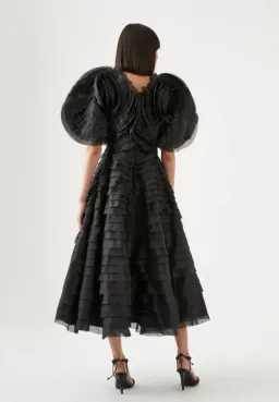 Aje Amour Ruffle Midi Dress Black Size 8 for rent on The Volte - image 3
