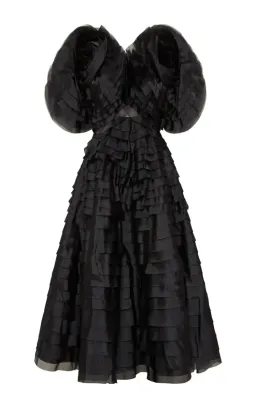 Aje Amour Ruffle Midi Dress Black Size 8 for rent on The Volte - image 6