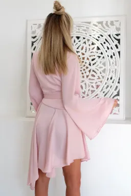 Keepsake Oceans Long Sleeve Wrap Mini Dress Pink Blush Size M / Au 10 for rent on The Volte - image 3