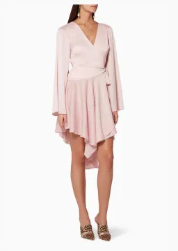 Keepsake Oceans Long Sleeve Wrap Mini Dress Pink Blush Size M / Au 10 for rent on The Volte - image 1
