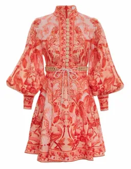 Zimmermann Lyre Billow Sleeve Mini Dress  Red Palm Size 1/Au 10  for rent on The Volte - image 3