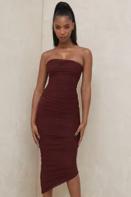 House of CB Sasha Strapless Ruched Midi Dress Brown Size 6 for rent on The Volte - image 2