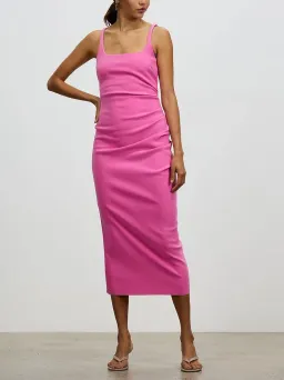 Bec & Bridge Karina Tuck Midi Dress In Bright Fuschia Size 8 for rent on The Volte - image 1