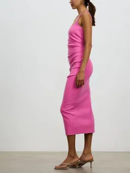 Bec & Bridge Karina Tuck Midi Dress In Bright Fuschia Size 8 for rent on The Volte - image 2