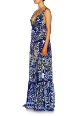 Camilla Under V-neck Gathered Tiered Maxi Dress The Medina Moon Size 14 for rent on The Volte - image 5