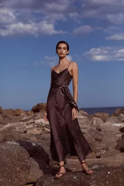 Scanlan Theodore Silk Bias Dot Dress Burgundy Size 12 for rent on The Volte - image 2