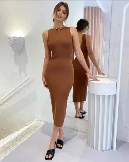 Bec & Bridge Sorbet Summer Midi Dress Brown Size 10  for rent on The Volte - image 1