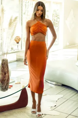 She is Us On Demand Set in Orange Size XS/ AU 6 for rent on The Volte - image 1