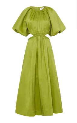 Aje Capucine Puff Sleeve Midi Dress Green Size 10 for rent on The Volte - image 5