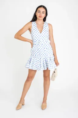 Zimmermann Super Eight Safari Mini Dress Ivory/Blue Dot Size 0/Au 6  for rent on The Volte - image 2