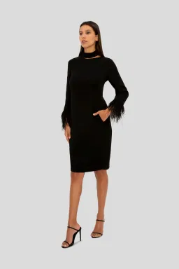 Carla Zampatti Feather Cocktail Dress Black Size 4 for rent on The Volte - image 1