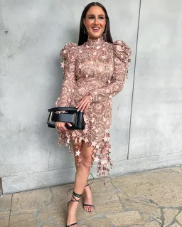 Zimmermann Celestial Zodiac Mini Dress Lipstick Size 1 / Au 10 for rent on The Volte - image 2