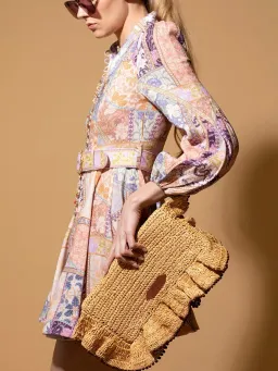 Zimmermann Kaleidoscope Buttoned Mini Dress Multi Swirl Floral Size 1 / Au 10 for rent on The Volte - image 3