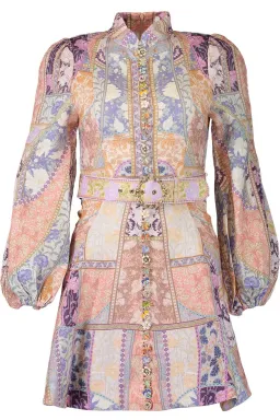 Zimmermann Kaleidoscope Buttoned Mini Dress Multi Swirl Floral Size 1 / Au 10 for rent on The Volte - image 8