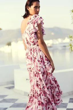 Steele Mahana One Shoulder Dress Print Size 8  for rent on The Volte - image 4