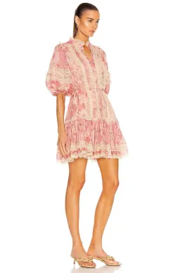 Zimmermann Concert Pintucked Mini Dress Cherry Meadows Size 1 / Au 10 for rent on The Volte - image 1