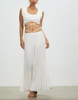 Christopher Esber Pleated Knit Tie Skirt White Size 10 for rent on The Volte - image 1