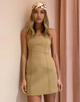 Sir The Label Andre Strapless Mini Dress Camel Size 0 / Au 6 for rent on The Volte - image 3